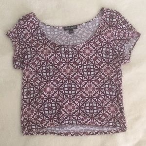 Red, Black and White Tribal Print Crop Top